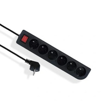 Przedłużacz z uziemieniem i wyłącznikiem 6-gniazd czarny 5m OMY 3x1 Elgotech EPS-605W-2