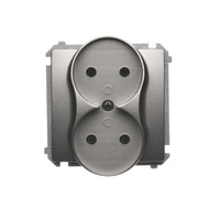 Gniazdo podwójne bez uziemienia satynowe Basic BMG2M.01/29 Kontakt-Simon