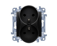 Gniazdo podwójne z uziemieniem czarny mat Simon 10 CGZ2M.01/49 Kontakt-Simon