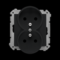 Gniazdo podwójne z uziemieniem z przesłonami czarny mat Simon 55 TGZ2MCZ.01/149 Kontakt-Simon