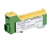 Listwa zaciskowa bezgwintowa zielono - żółta LZB 14/ZŻ Pawbol E.4136ZŻ