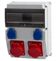 Rozdzielnia stacjonarna CAJA 12-mod gniazda 16A 5p 32A 5p 2x230V F-elektro F3.0450