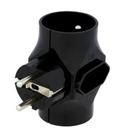 Rozgałęźnik wtyczkowy 2-gniazda z/u + 1-gniazdo b/u czarny R-201-2