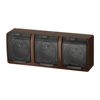 Gniazdo podwójne natynkowe hermetyczne IP44 brązowe HERMES 0323-05 ELEKTRO-PLAST