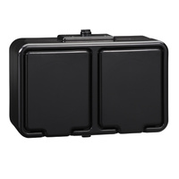 Gniazdo podwójne natynkowe hermetyczne czarny IP44 Cedar NT230H05