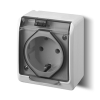 Gniazdo pojedyncze natynkowe hermetyczne schuko biały HERMES 0324-02 ELEKTRO-PLAST
