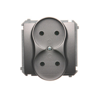 Gniazdo podwójne bez uziemienia stal inox Basic BMG2M.01/11 Kontakt-Simon