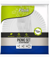 Zestaw piknikowy ECO talerz, nóż, widelec Kuchcik 4111