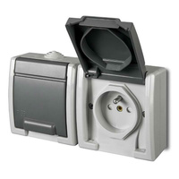 Gniazdo podwójne natynkowe hermetyczne szary AQUANT IP55 1242-10 Elektro-Plast