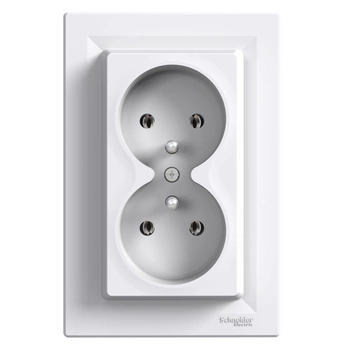 Gniazdo podwójne z uziemieniem białe Asfora EPH9800221 Schneider