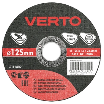 Tarcza tnąca do metalu 125 x 5 x 22.2mm Verto 61H402