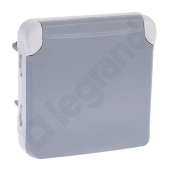 Gniazdo pojedyńcze z uzienieniem szary IP55 PLEXO 55 LEGRAND 069552