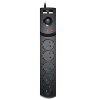 Listwa zasilająca przeciwprzepięciowa 5-gniazd + 2 x USB 1,5m czarna 10A 2300W W-100043