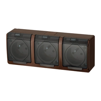 Gniazdo podwójne natynkowe hermetyczne IP44 brązowe HERMES 0323-05 ELEKTRO-PLAST