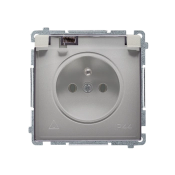 Gniazdo pojedyncze z uziemieniem satynowe IP44 Basic BMGZ1B.01/29A Kontakt-Simon