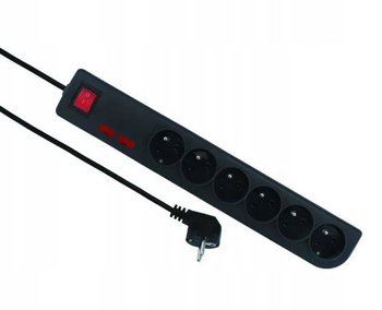 Przedłuzacz przeciwprzepięciowy 6-gniazd 5m czarny Elgotech PSF2-605-2