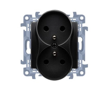 Gniazdo podwójne z uziemieniem czarny mat Simon 10 CGZ2M.01/49 Kontakt-Simon