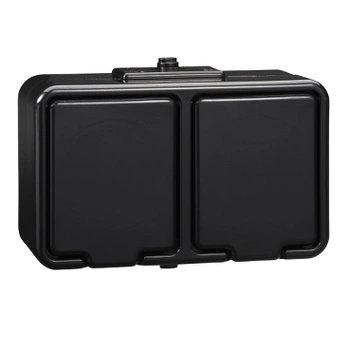 Gniazdo podwójne natynkowe hermetyczne czarny IP44 Cedar NT230H05