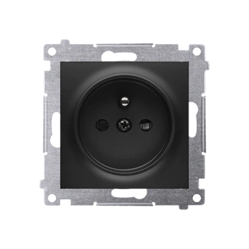 Gniazdo pojedyncze z uziemieniem i przesłonami czarny Simon 54 DGZ1Z.01/49 Kontakt-Simon
