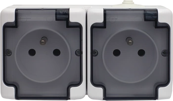 Gniazdo podwójne natynkowe hermetyczne IP54 białe BRYZA 181436