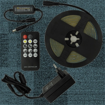 Taśma LED COB ze Sterownikiem RF Zasilaczem 24V 3000K IP20 5m Eco Light EC20811