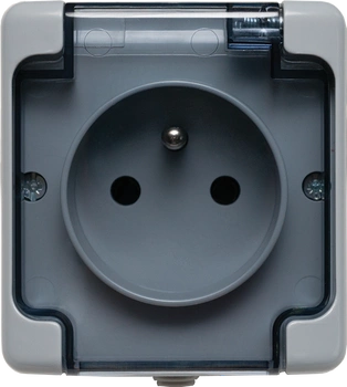 Gniazdo pojedyncze natynkowe hermetyczne z/u IP54 szare BRYZA 180032