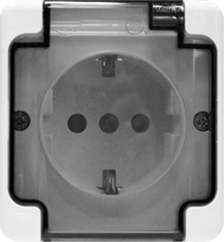 Gniazdo pojedyncze natynkowe hermetyczne schuko biały IP54 BRYZA 181441