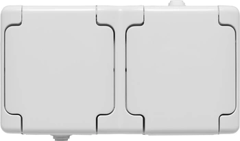 Gniazdo podwójne natynkowe hermetyczne białe IP54 Bryza 180437