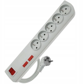 Przedłużacz przeciwprzepięciowy 5-gniazd z/u 3m szary Elgotech PSF2-503 