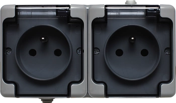 Gniazdo podwójne natynkowe hermetyczne szare IP54 BRYZA 180037 