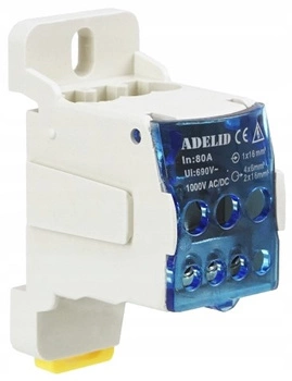 Blok rozdzielczy zapinany na szynę TH-35 80A  BGR 80A 