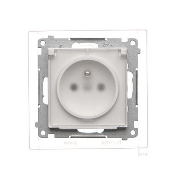 Gniazdo pojedyncze z uziemieniem IP44 biały mat Simon 55 TGZ1BCZ.01/111A Kontakt-Simon