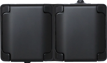 Gniazdo podwójne natynkowe hermetyczne czarne IP54 BRYZA 180037 