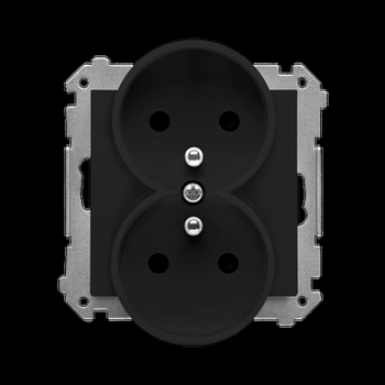 Gniazdo podwójne z uziemieniem z przesłonami czarny mat Simon 55 TGZ2MCZ.01/149 Kontakt-Simon