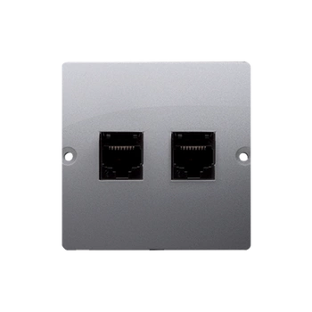 Gniazdo telefoniczne podwójne RJ11 BASIC Inox