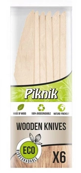 Noże drewniane piknikowe 6szt Kuchcik 4078