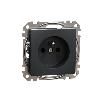 Gniazdo pojedyncze z uziemieniem czarny antracyt Sedna Design&Elements SDD114012 Schneider