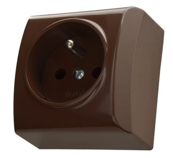 Gniazdo pojedyncze z uziemieniem brąz BIS GN-1BZ/24 OSPEL