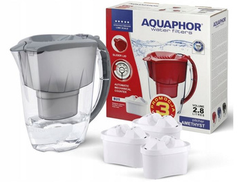Dzbanek filtrujący szary + 3 wkłady B25 Aquaphor 