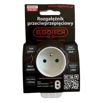 Rozgałęźnik przeciwpięciowy z uziemiem biały Elgotech R-10F