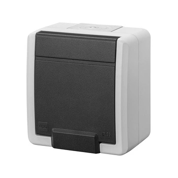 Gniazdo pojedyncze natynkowe hermetyczne szare IP55 Aquant 2K 5041-10