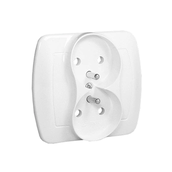Gniazdo podwójne z uziemieniem AKORD Biały
