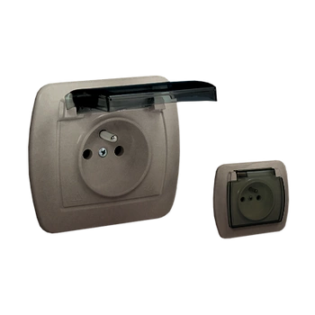 Gniazdo pojedyncze z uziemieniem IP44 satyna AKORD AGZ1BE/29A Kontakt-Simon