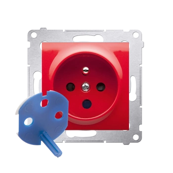 Gniazdo pojedyncze  DATA z kluczem czerwone Simon 54 DGD1.01/22 Kontakt-Simon