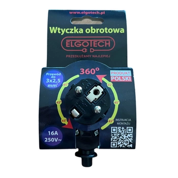 Wtyczka obrotowa z uziemieniem czarna Elgotech WT-07