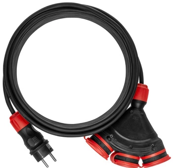 Przedłużacz gumowy 3-gniazdowy z uziemieniem 30mb OW 3x1,5mm IP54 Plastrol W-98985