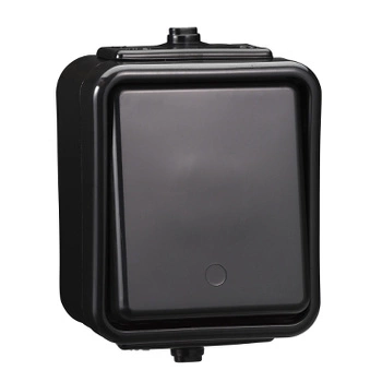 Łącznik pojedynczy natynkowy hermetyczny czarny IP44 CEDAR WNT100C05
