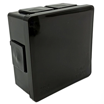 Puszka natynkowa hermetyczna czarna zatrzaskowa 86x86x40 IP55 Viplast 00205