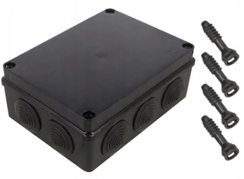Puszka natynkowa hermetyczna czarna IP65 190 x 140 x 70mm Pawbol S-BOX 406C