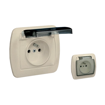 Gniazdo pojedyncze z uziemieniem IP44 beżowe  AKORD AGZ1BE/12A Kontakt-Simon